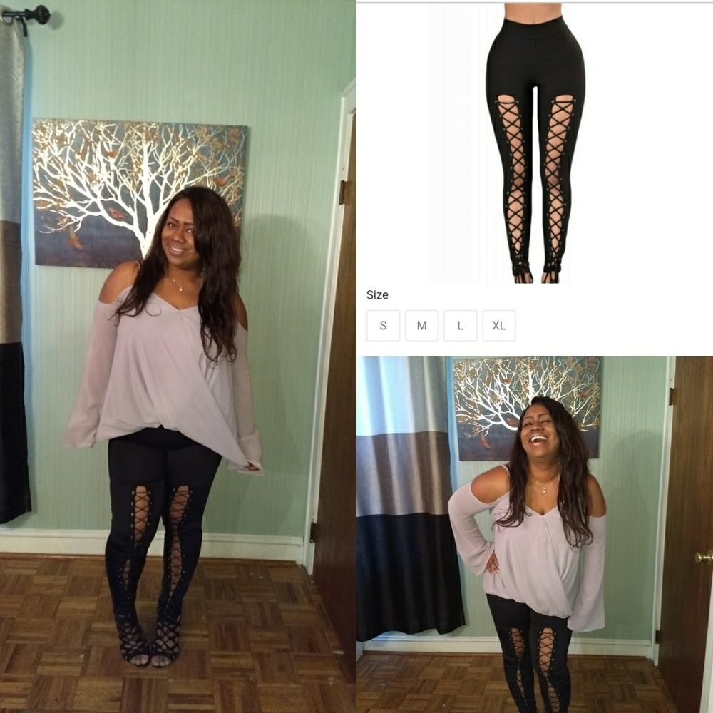 Sexy Lace up Grommet leggings